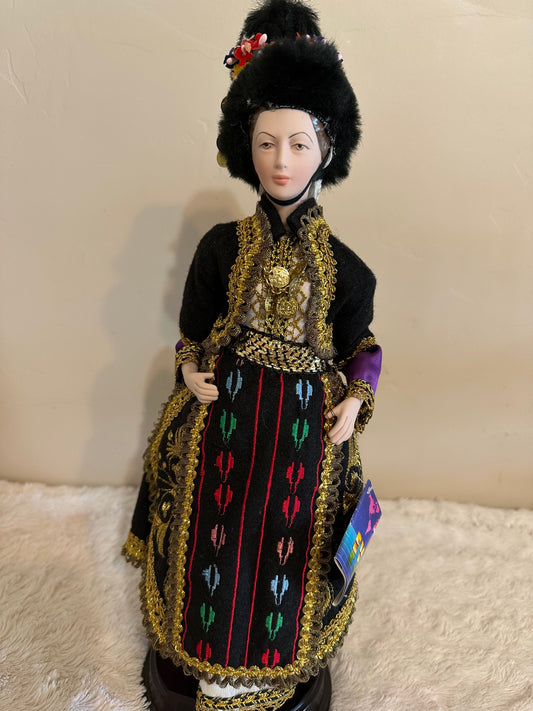 Evelt Traditional Greek Costume Porcelain Doll